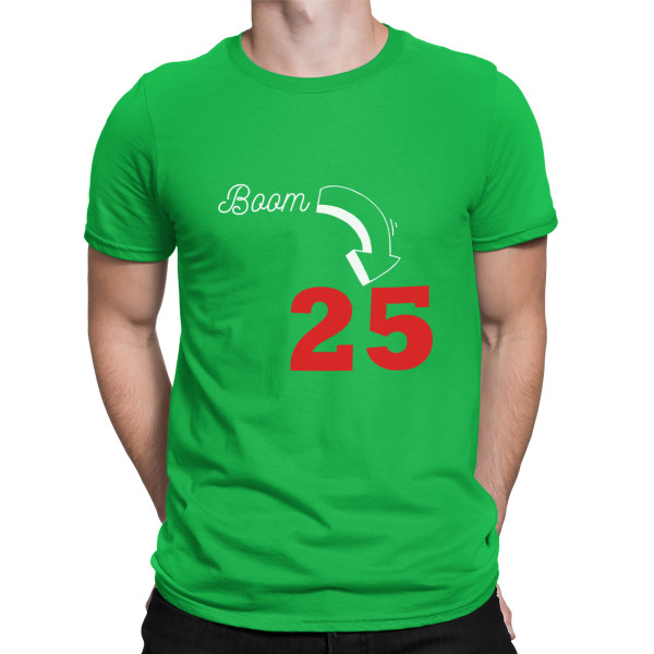 T-shirt „Boom, este ziua de naștere” cu anul ales T-shirt „Boom, este ziua de naștere” cu anul ales