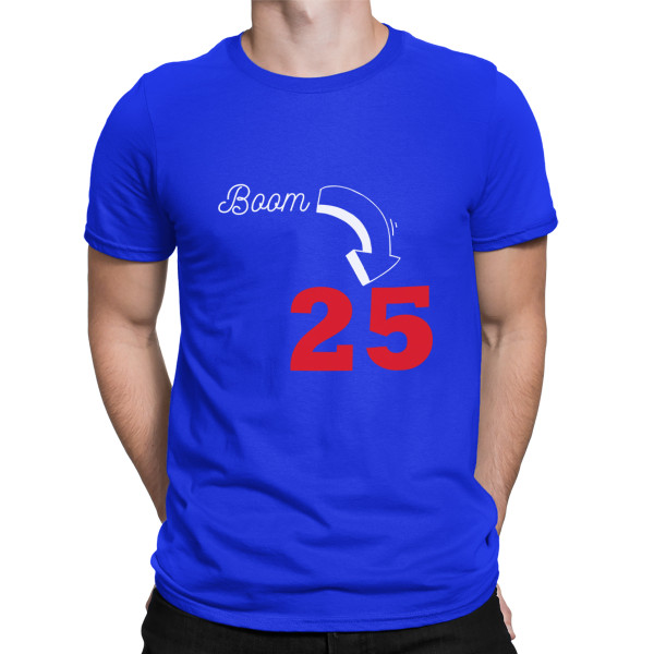 T-shirt „Boom, este ziua de naștere” cu anul ales T-shirt „Boom, este ziua de naștere” cu anul ales