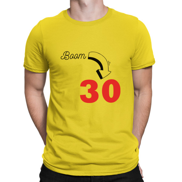 T-shirt „Boom, este ziua de naștere” cu anul ales T-shirt „Boom, este ziua de naștere” cu anul ales