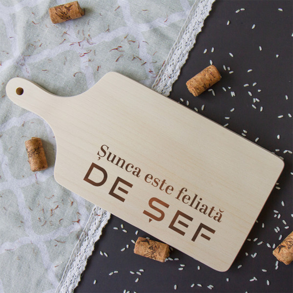 Tocător "Șunca este feliată de șef." (35 cm)