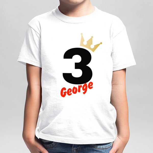 Tricou aniversar pentru copii cu numele și vârsta aleasă