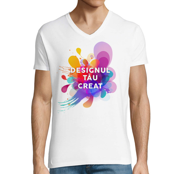 Tricou cu decolteu în V cu designul tău personalizat Tricou cu decolteu în V cu designul tău personalizat