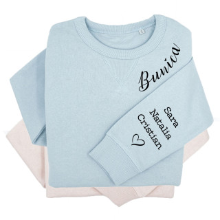 Tricou pastel „Sully” pentru femei "Bunica" cu numele copiilor pe mânecă