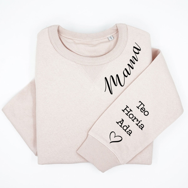 Tricou pastel „Sully” pentru femei "Mama" cu numele copiilor pe mânecă Tricou pastel „Sully” pentru femei "Mama" cu numele copiilor pe mânecă