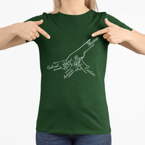Tricou pentru femei "Mama și copiii", cu numele copiilor alese