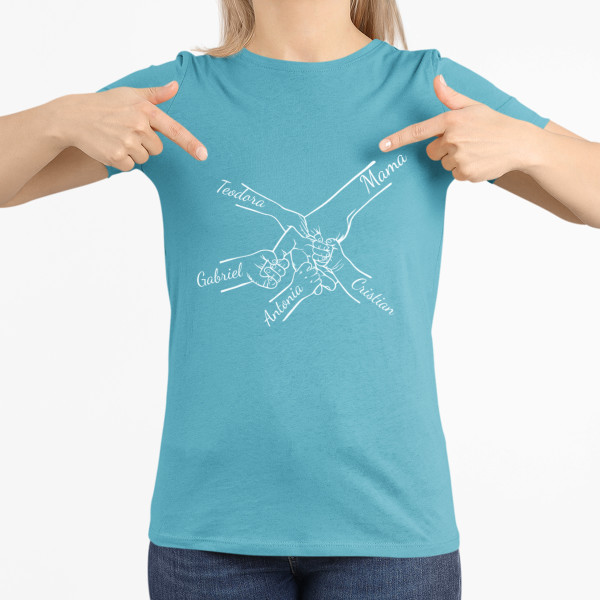 Tricou pentru femei "Mama și copiii", cu numele copiilor alese