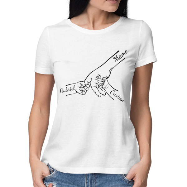 Tricou pentru femei "Mama și copiii", cu numele copiilor alese