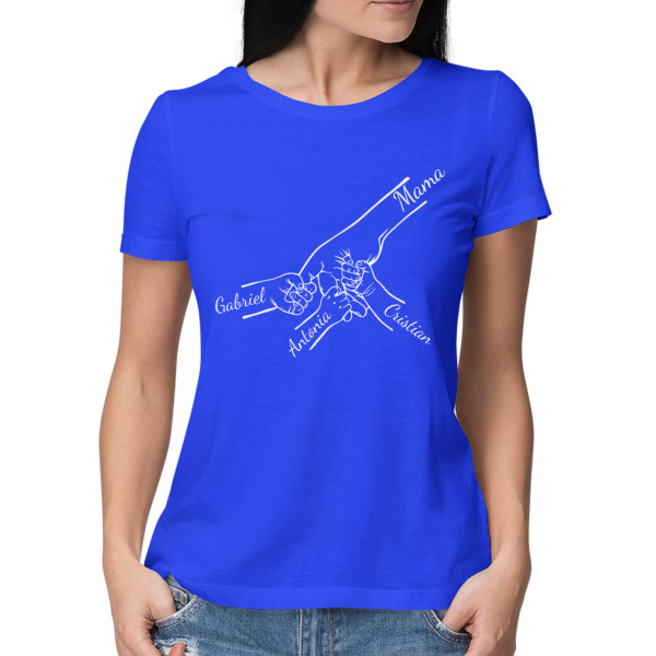 Tricou pentru femei "Mama și copiii", cu numele copiilor alese