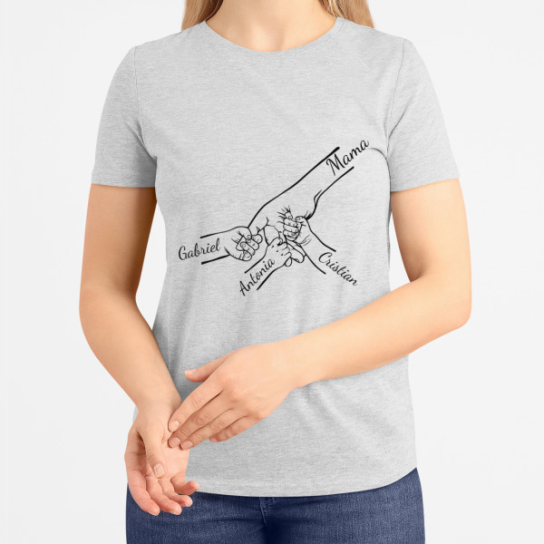 Tricou pentru femei "Mama și copiii", cu numele copiilor alese