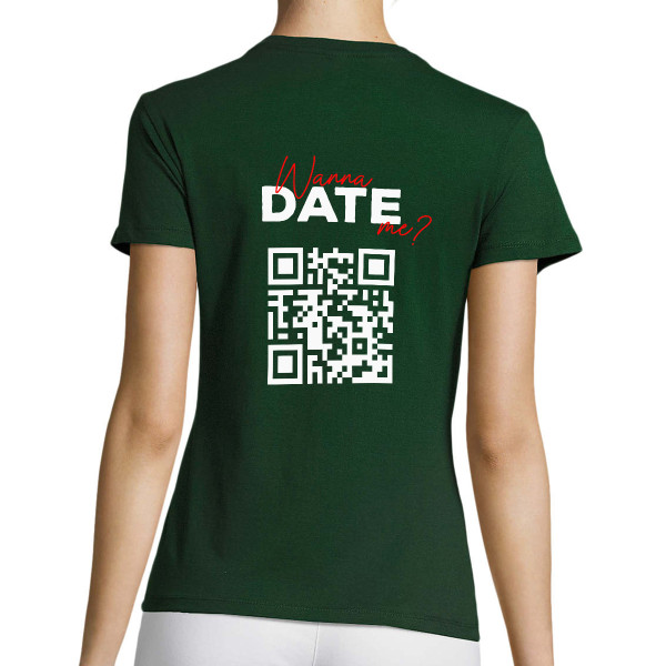 Tricou pentru femei "Vrei să ieși cu mine?" cu un cod QR personalizat