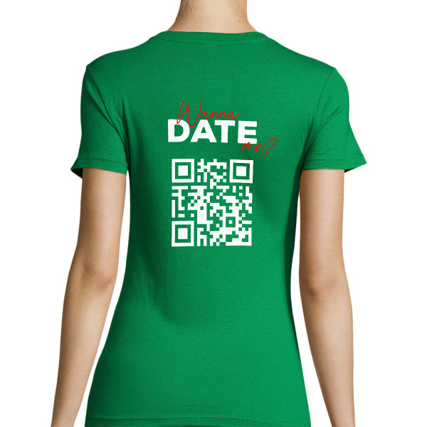 Tricou pentru femei "Vrei să ieși cu mine?" cu un cod QR personalizat