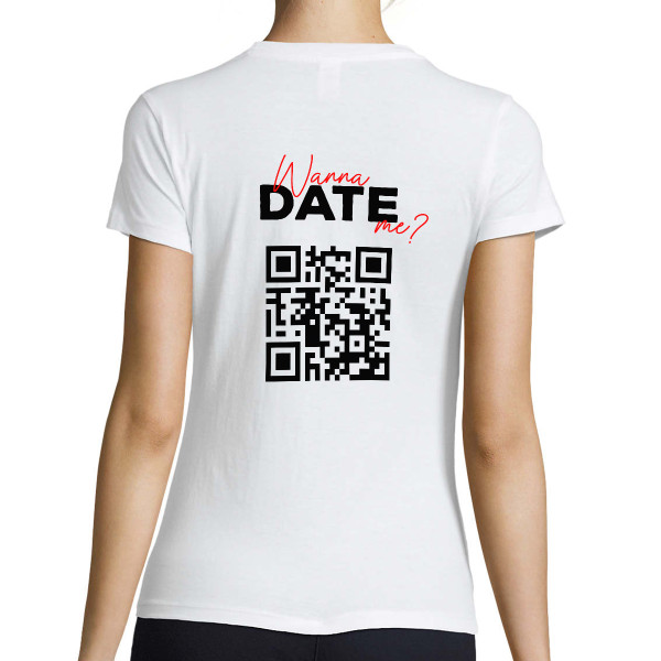 Tricou pentru femei "Vrei să ieși cu mine?" cu un cod QR personalizat