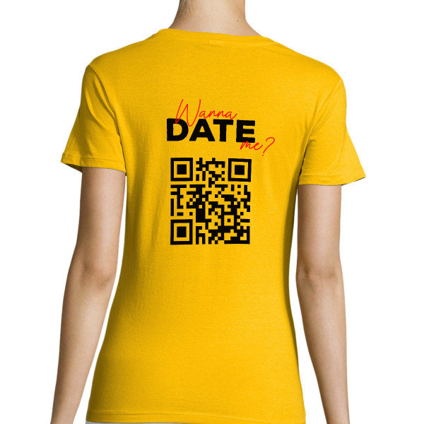 Tricou pentru femei "Vrei să ieși cu mine?" cu un cod QR personalizat