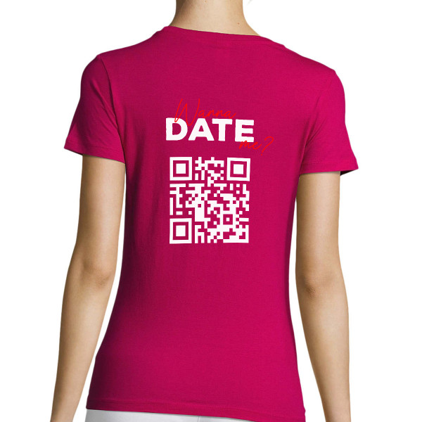 Tricou pentru femei "Vrei să ieși cu mine?" cu un cod QR personalizat