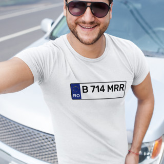 Tricou "Plăcuță de înmatriculare" cu numărul de înmatriculare ales