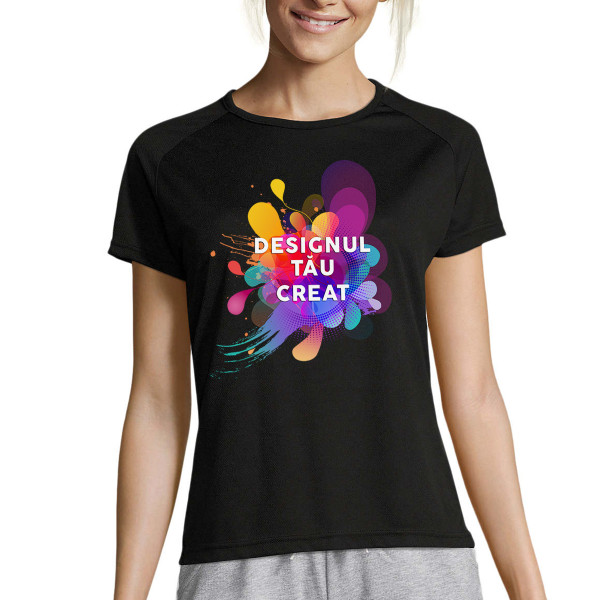 Tricou sport dry-fit pentru femei cu design personalizat