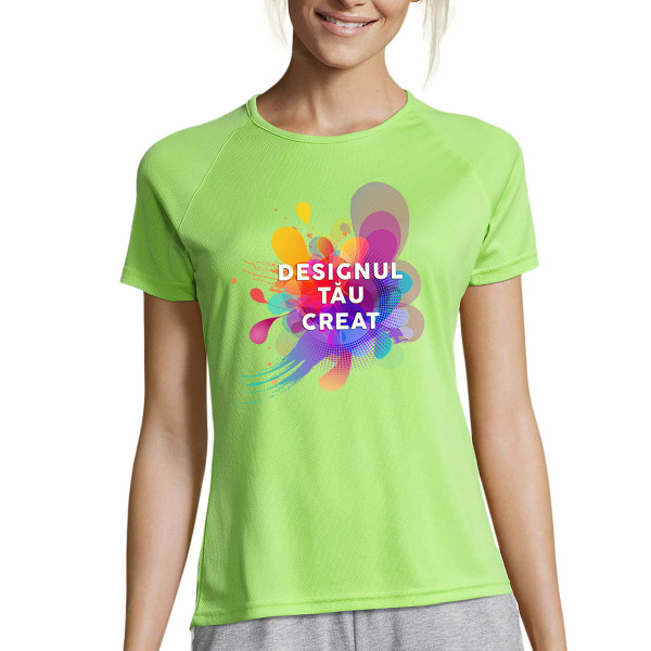Tricou sport dry-fit pentru femei cu design personalizat