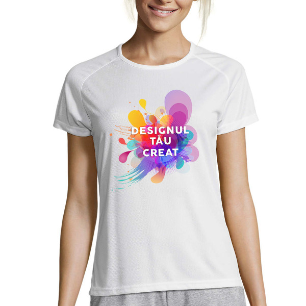 Tricou sport dry-fit pentru femei cu design personalizat