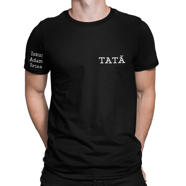 Tricou "Tată" cu numele copiilor pe mânecă