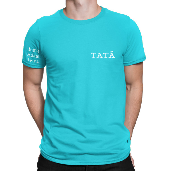 Tricou "Tată" cu numele copiilor pe mânecă