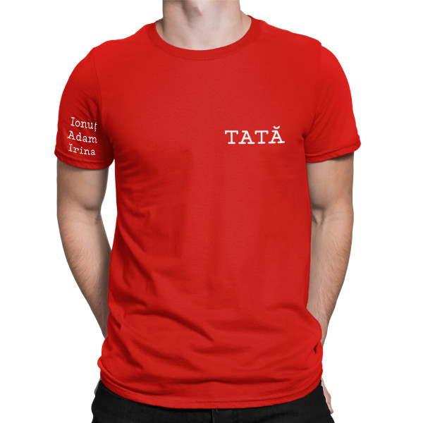 Tricou "Tată" cu numele copiilor pe mânecă