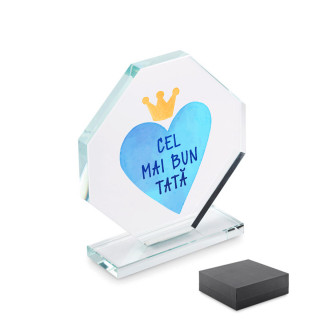 Trofeu din sticlă într-o cutie cadou "Cel mai bun tată"
