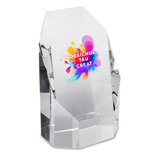 Trofeu din sticlă într-o cutie cadou "CRISTALLO" cu design personalizat