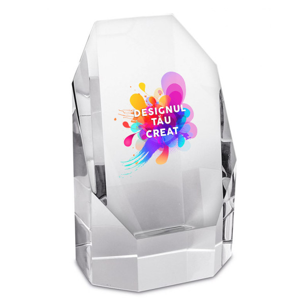 Trofeu din sticlă într-o cutie cadou "CRISTALLO" cu design personalizat