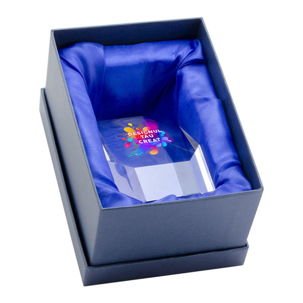 Trofeu din sticlă într-o cutie cadou "CRISTALLO" cu design personalizat