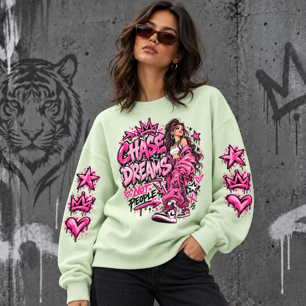Hanorac unisex în culori pastelate "Chase dreams, not people"