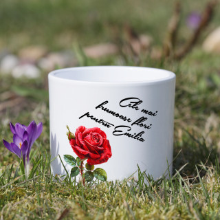 Vas ceramic "Cele mai frumoase flori" cu numele ales de dvs.