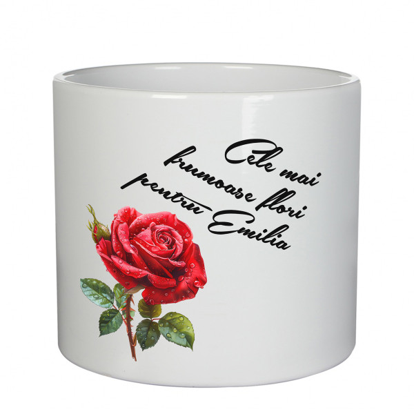 Vas ceramic "Cele mai frumoase flori" cu numele ales de dvs. Vas ceramic "Cele mai frumoase flori" cu numele ales de dvs.