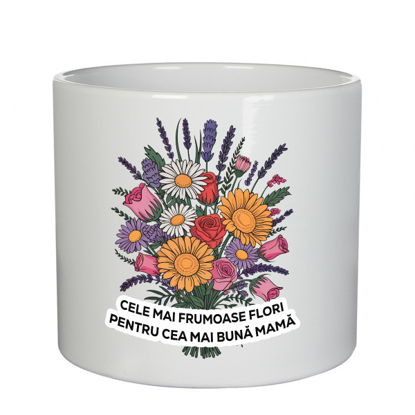 Vas ceramic "Cele mai frumoase flori pentru cea mai bună mamă" Vas ceramic "Cele mai frumoase flori pentru cea mai bună mamă"