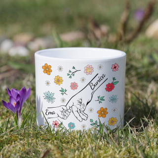 Vază din ceramică "Bunica și nepoții" cu numele nepoților