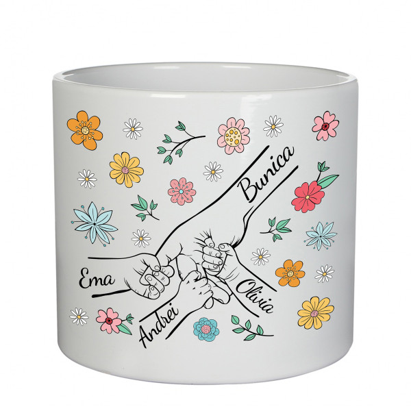 Vază din ceramică "Bunica și nepoții" cu numele nepoților Vază din ceramică "Bunica și nepoții" cu numele nepoților