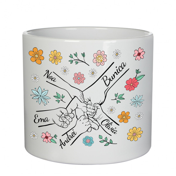 Vază din ceramică "Bunica și nepoții" cu numele nepoților Vază din ceramică "Bunica și nepoții" cu numele nepoților