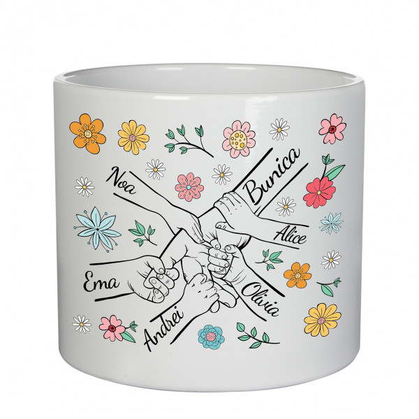 Vază din ceramică "Bunica și nepoții" cu numele nepoților Vază din ceramică "Bunica și nepoții" cu numele nepoților