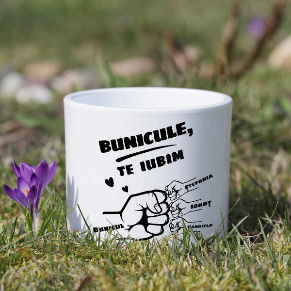 Vază din ceramică "Bunicul și nepoții" cu numele nepoților