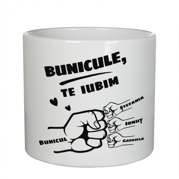 Vază din ceramică "Bunicul și nepoții" cu numele nepoților