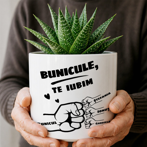 Vază din ceramică "Bunicul și nepoții" cu numele nepoților