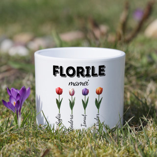 Vază din ceramică "Florile mamei" cu numele copiilor