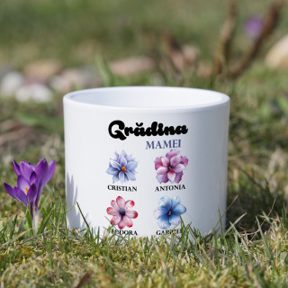 Vază din ceramică "Grădina mamei" cu numele copiilor