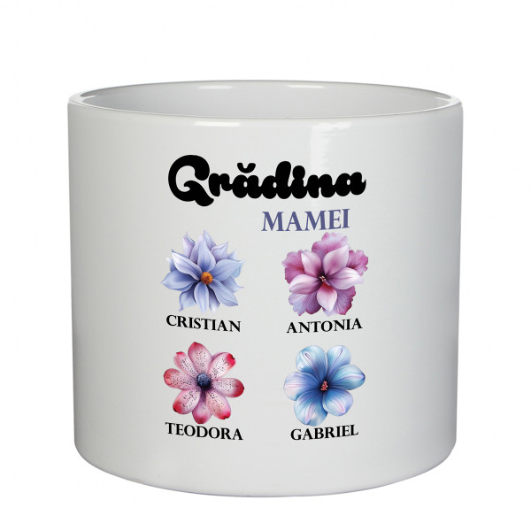 Vază din ceramică "Grădina mamei" cu numele copiilor