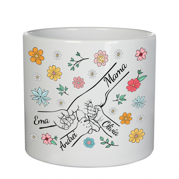 Vază din ceramică "Mama și copiii" cu numele copiilor Vază din ceramică "Mama și copiii" cu numele copiilor