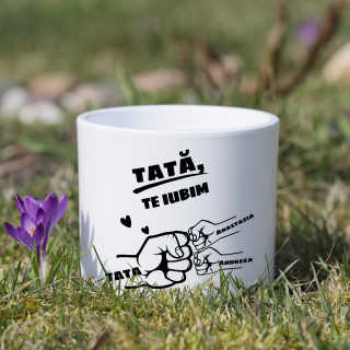 Vază din ceramică "Tata și copiii", cu numele copiilor
