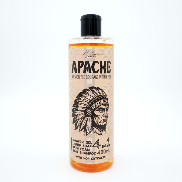 Gel de duș pentru bărbați, șampon, spumă și săpun 4în1 „Apache” (400ml) Gel de duș pentru bărbați, șampon, spumă și săpun 4în1 „Apache” (400ml)